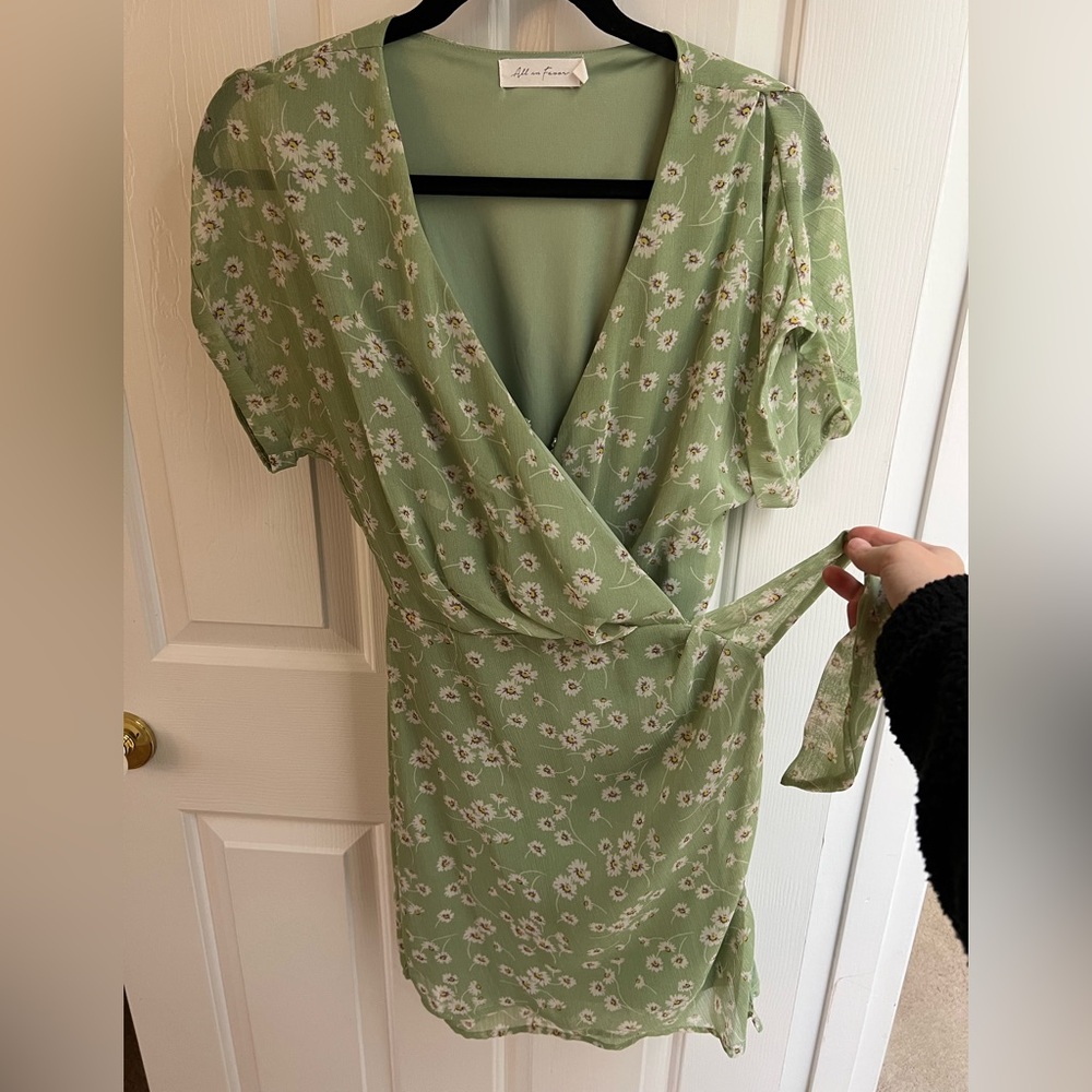 Green floral summer wrap dress. Never worn!